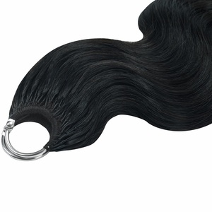 FH Natural Black Body Wave Miracle Knot Crochet Human Hair Color <b>Ring</b> X Feathering Tip Braids Human Hair Crochet - Product Image 2