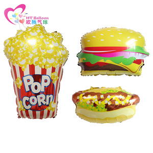 Globos de Aluminio con Diseño de Comida de Dibujos Animados HT, Palomitas de Maíz, Hamburguesa, Perrito Caliente, Decoraciones para Fiestas de Cumpleaños - Product Image 2