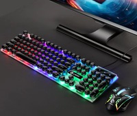 Comfortable Feel GTX300 Punk Round Keycap Keyboard and Mouse Set Luminous Mechanical Feel Computer Games Keyboard and Mouse Set