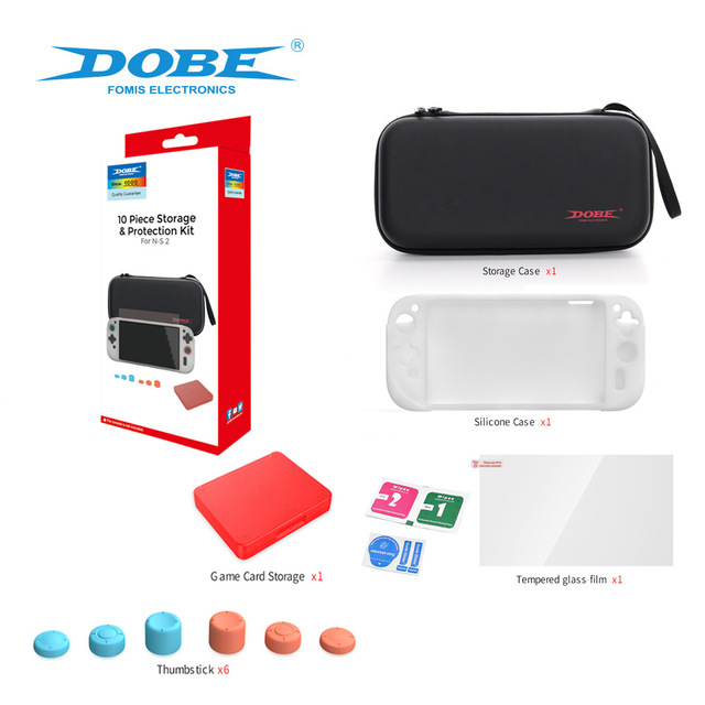 TNS-5111 10-in-1 Storage Set for Switch 2 Silicone Case Tempered Film Card Box for Switch 2 Storage Bag Joystick Analog