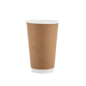Custom Brown Luxurious Delicacy Eco-Friendly Biodegradable Double Paper Cup Disposable Paper Coffee Cups