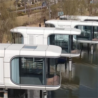 Villa Château Conteneur Tiny House Pré-fabriquée de Luxe Mobile Portable Prête à l'Expédition, 2 Chambres avec Espace