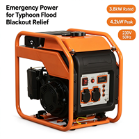 Générateur d'essence portable léger 30 kg 3,8 kW Démarrage par lanceur 230 V 50 Hz Alimentation de secours pour les situations d'urgence (typhon, inondation, panne de courant)
