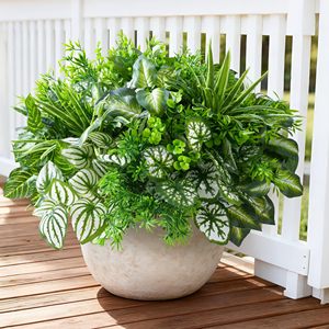 Feuilles artificielles en plastique vert avec tiges, plantes artificielles pour l'extérieur, pour la décoration du jardin, du patio, de la véranda et de la cour - Product Image 1