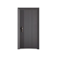 Porte d'entrée de sécurité moderne en acier nervuré antivol pour la maison
