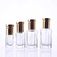 Flacon en verre octogonal à bille pour huile essentielle Attar de Dubaï, 3ml, 6ml, 9ml, 12ml