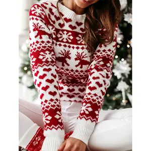 Sewingman-suéteres clásicos de Jacquard para mujer, Jersey personalizado con elementos de Navidad, ZC141