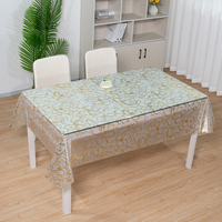 Nappe de table RNPT en PVC, motif feuilles d'érable dorées, transparente, rectangulaire, pour décorations de table de réception de mariage
