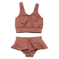 2025 filles taille haute Bikini à volants maillots de bain une pièce Tankini ensembles texture recyclée UPF 50 + maillot de bain côtelé