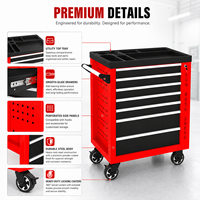 Coffre à outils en acier laminé à froid durable avec plateau de rangement supérieur, chariot à outils à 7 niveaux pour mécaniciens automobiles