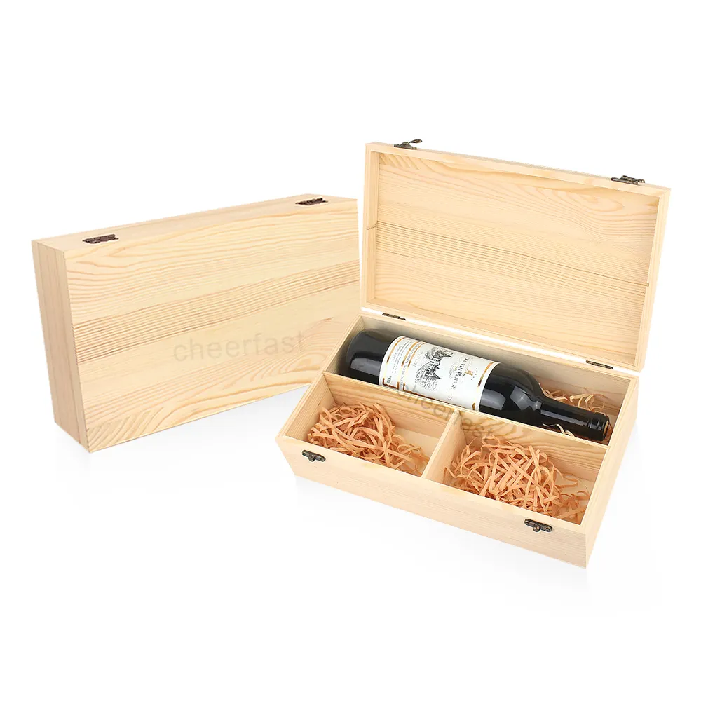 Conjunto de copos de vinho personalizados com caixa, caixa de presente em madeira de pinho natural, embalagem para vinho, 1 garrafa, caixa de vidro de vinho, com logotipo