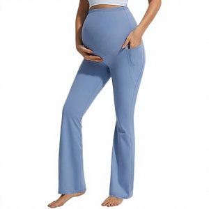 Leggings de yoga et de sport taille haute pour femmes enceintes, couleur unie, design décontracté, anti-transpiration, 100 % polyester, taille élastique - Product Image 3