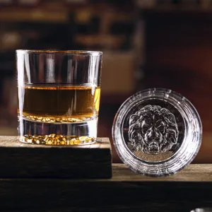 Bicchiere da whisky con bicchiere da whisky in vetro vecchio stile animale leone con motivo personalizzato da 310ml all'ingrosso con campione gratuito