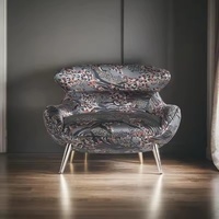 Chaise de Canapé Simple de Luxe Italien Léger | Chaise de Loisirs en Métal Imprimé Léopard Villa pour le Salon