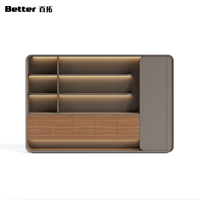 Muebles de Oficina de Madera de Estilo Minimalista Moderno, Archivador Personalizado con Cerradura para BOSS, Librero con Fondo, Directo de Fábrica