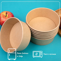 Contenants alimentaires jetables personnalisés pour restaurant, à emporter, biodégradables, bol à salade en papier de 390 cc avec couvercle