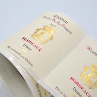 Étiquettes adhésives bon marché 3d en feuille d'or, verre gaufré, emballage de logo, bouteille de vin, impression d'autocollants