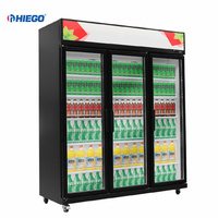 Congélateur vertical commercial de supermarché, glacière de boissons, réfrigérateur, vitrine avec porte en verre
