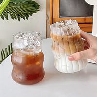 Vaso de Vidrio de Borosilicato de Pared Simple Personalizado para Café, Vasos Ondulados para Beber, para Restaurante