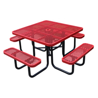 Grande table de pique-nique en acier carrée commerciale publique et extérieure restaurant école table et chaise en métal portable robuste à l'extérieur