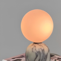 Lampe de table en marbre naturel, globe rond, lampe de chevet, lumière d'ambiance chaude vintage nordique pour chambre à coucher, salon