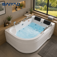Baignoire hydromassante moderne en acrylique, 8 jets de bain à remous, BAIYAO 6003, baignoire spa rectangulaire, 2 personnes, 1800x1200mm, utilisation hôtelière, personnalisable