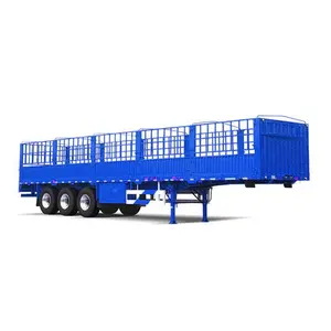 Reboque de cerca para transporte de gado ovelha e gado, semi-reboque de 3 eixos, caminhão, reboque para transporte de animais
