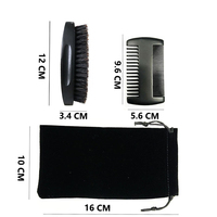 Kit de brosse à peigne à barbe en poils de sanglier en bois Logo personnalisé Salon de coiffure brosse à barbe et ensemble de peignes pour hommes