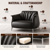 Fauteuil lounge ergonomique en cuir véritable fait main, design italien Archibald, respectueux de l'environnement, design moderne, salon, salle à manger
