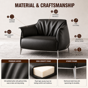 Fauteuil lounge ergonomique en cuir véritable fait main, design italien <span class=keywords><strong>Archibald</strong></span>, respectueux de l'environnement, design moderne, salon, salle à manger - Product Image 3