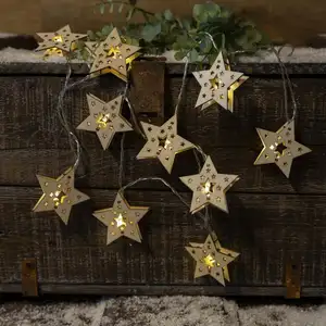 Newish 10LED Wood Star/Tree /Angel Decoration Indoor Battery Operated Christmas Party Tree String Light