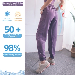 Xsunwing UPF50 + celana tabir surya wanita, celana sutra es pinggang tinggi longgar cepat kering santai olahraga lari Yoga WAD1207 - Product Image 3