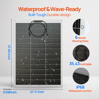 Kit Panel Surya Fleksibel 130W 12V, Ringan, Dapat Dibengkokkan, Modul PV Perekat Sendiri untuk RV/Perahu/Kemping Off-Grid