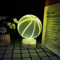 Lampe de chevet LED USB 3D en acrylique personnalisée avec design de basketball, football, volleyball, baseball, cadeau d'activité, lumière de chambre à coucher