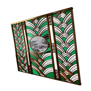 Modern Aluminum Room Divider Curtain Wall <b>Panel</b> with Circular Art Design for Hall Decor - Product Image 1