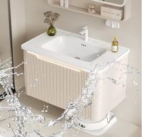 Ensemble de meubles de salle de bain de luxe européens modernes en aluminium étanche avec lavabo en céramique intégré et miroir de salle de bain LED pour hôtel