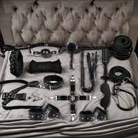 Ensemble de 11 pièces de matériel de bondage en cuir BDSM Netphi, kit de restraints pour adultes et couples, comprenant une bouche muette, une bandeau pour les yeux et un collier.