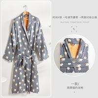 100% peignoirs en mousseline de coton unisexe 4 couches robes de chambre, loisirs maison vêtements pyjamas