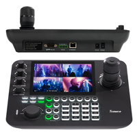 Cámara PTZ NDI y Controlador (2 Piezas) VHD20H-4K, Cámara de Conferencia NDI 4K con Zoom 20x, USB 3.0, HDMI, LAN, POE + Controlador Joystick KB300PRO