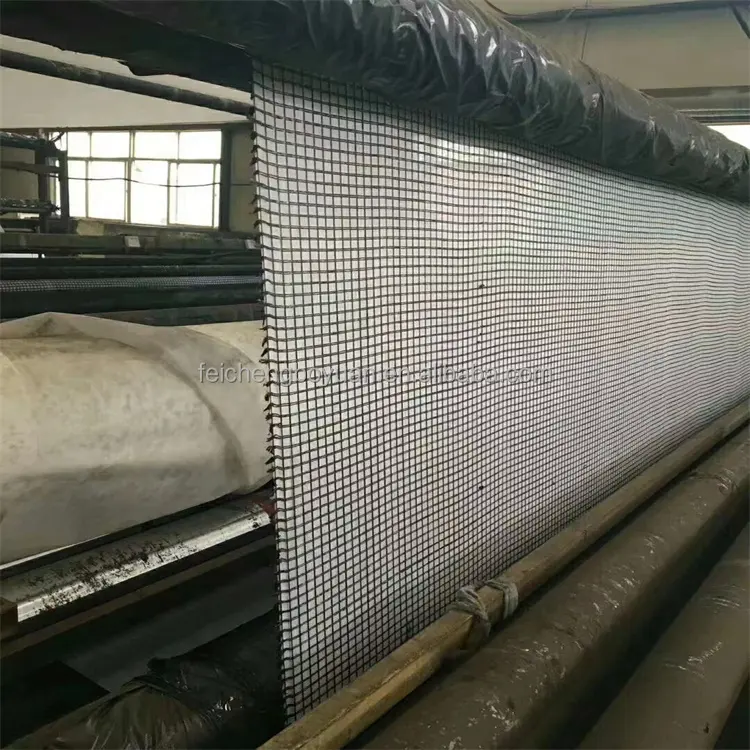 Factory geotextile 200g composited fiberglass geogrid 100kn for road reinforcement