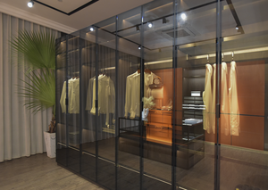 Custodie per clienti reali Skyline 2024 in stile moderno <span class=keywords><strong>armadio</strong></span> laccato <span class=keywords><strong>arancione</strong></span> e armadi con porte in vetro e vetrine - Product Image 6