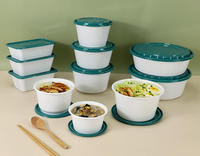 Boîtes à lunch jetables en plastique PET avec couvercles scellés chauffables pour l'emballage alimentaire d'exposition, couleurs et tailles personnalisées