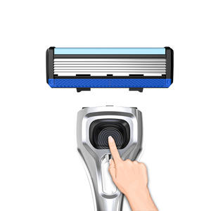 Afeitadora personalizada <span class=keywords><strong>para</strong></span> hombres Maquinilla de afeitar desechable en seco o húmedo con acero inoxidable azul en Shanghai <span class=keywords><strong>Amazon</strong></span> Exclusive - Product Image 5