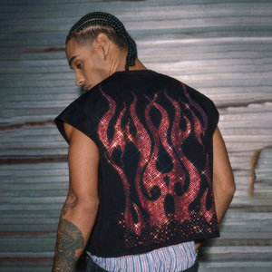 Áo tank ngọn lửa kim cương giả cho Nam Trang phục đường phố sắc sảo thời trang không tay thường ngày - Product Image 5