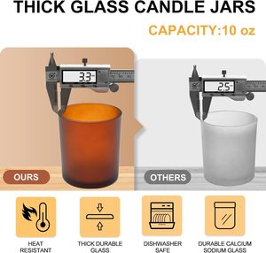Empty 10oz Frosted Multicolor Glass Candle Jar Container Bamboo <b>Lid</b> Heat Resistant Eco-Friendly Reusable Recyclable Christmas - Product Image 4
