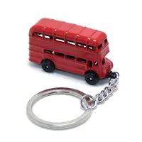 UK Red Bus London Hadiah Suvenir Inggris Inggris Inggris Gantungan Kunci Cincin Pemegang Pesona Logam Dua Dek London Gantungan Kunci Bus