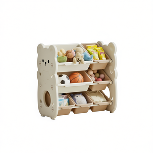Caja de almacenamiento de plástico con forma de oso, 64,5x35x66cm, para organizar juguetes, ropa, habitación de niños, dormitorio, guardería - Product Image 1