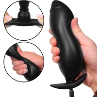 Dildo Anal de Silicona para Adultos Butt Plug Negro Inflable Estimulador de Ano Grande Producto Sexual para Hombres y Mujeres