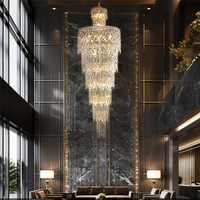 Plafonnier rond à plusieurs niveaux en cristal de luxe extra large-Luminaire suspendu palatial-Lustre en cristal de luxe extra large