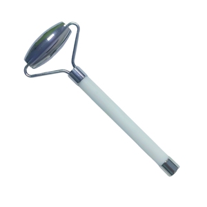 Rouleau facial en métal à tête unique, masseur en acier inoxydable avec poignée en pierre naturelle pour les soins de la peau - Product Image 5